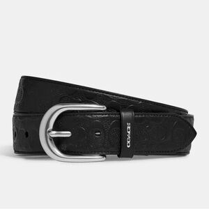 Coach || Classic Buckle Signature Black Refined Calf Leather Belt – Size XL